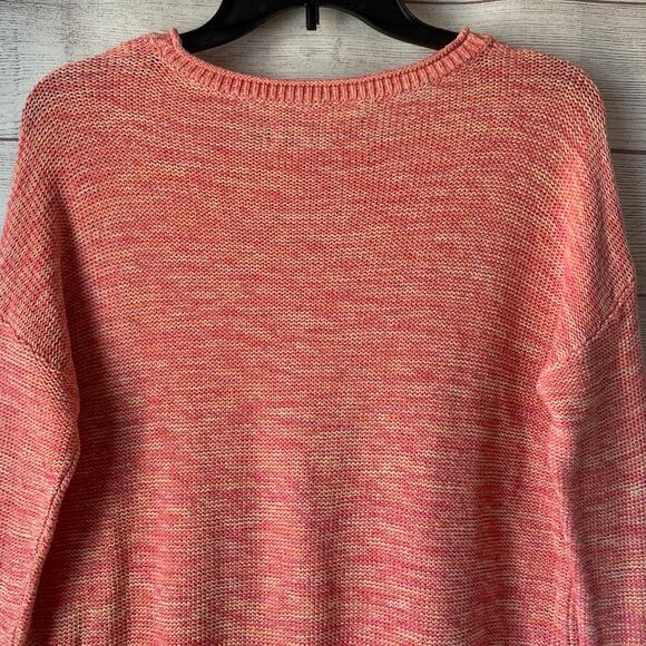 LOFT Pink Pullover Sweater Short Hi Low Bottom Long Sleeve Ribbed Detail Size XS - Picture 5 of 14